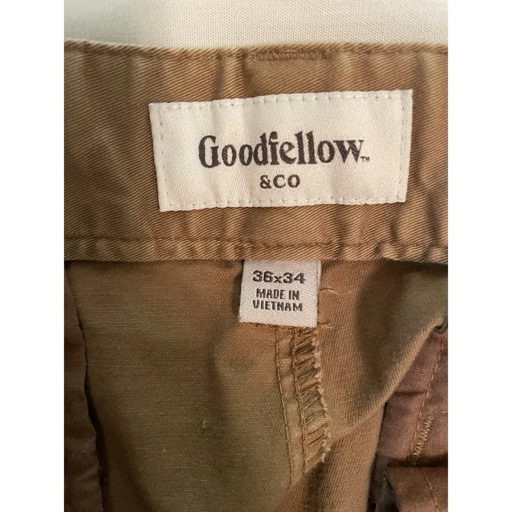 Men's Straight Fit Cargo Work Pants Goodfellow & Co Tan‎ 36x34